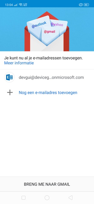 Selecteer BRENG ME NAAR GMAIL