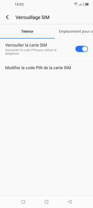 Sélectionnez Public puis Modifier code PIN carte SIM