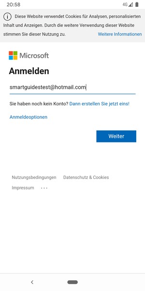 Geben Sie Ihre E-Mail-Adresse ein und wählen Sie Weiter