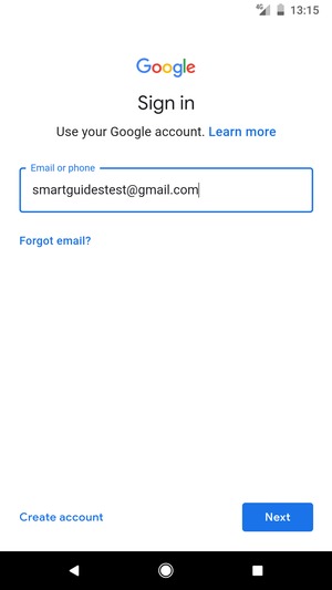 Enter your Gmail address and select Next