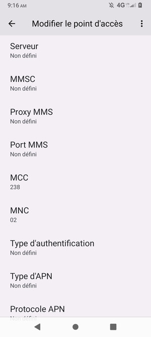 Faites défiler vers le bas et saisissez les informations MMS