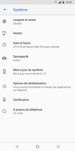 Sélectionnez Mise à jour du système