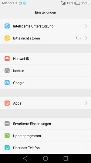 Scrollen Sie und wählen Sie Erweiterte Einstellungen