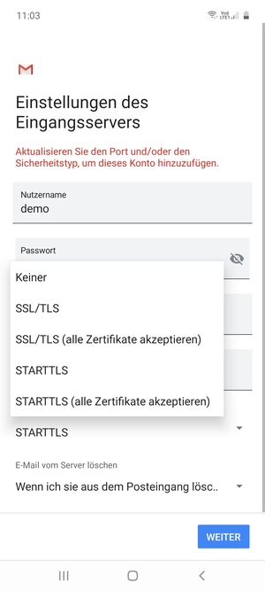 Wählen Sie Keiner und WEITER