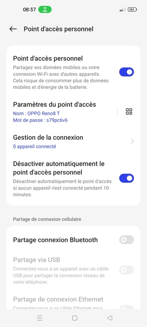 Votre téléphone est maintenant configuré pour être utilisé comme modem