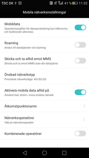 För att byta nätverk om nätverksproblem uppstår, välj Nätverksoperatörer