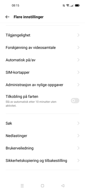 Bla til og velg Sikkerhetskopiering og tilbakestilling