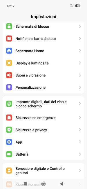 Scorri e seleziona Impronte digitali, dati del viso e blocco schermo