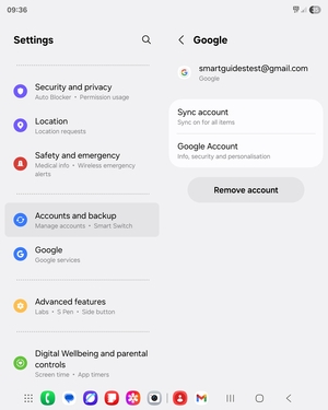 Select Sync account