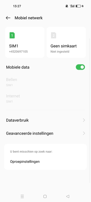 Selecteer SIM1 of SIM2