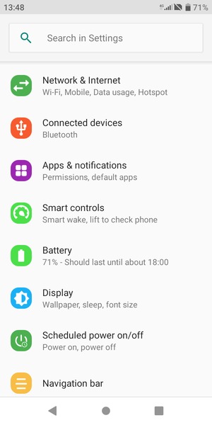 Return to the Settings menu and scroll to and select Battery