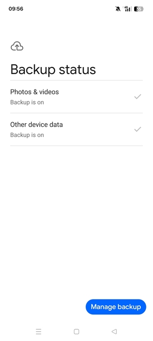 Select Manage backup