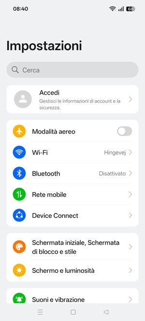 Seleziona Rete mobile