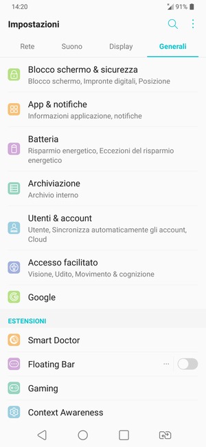 Seleziona Blocco schermo & sicurezza