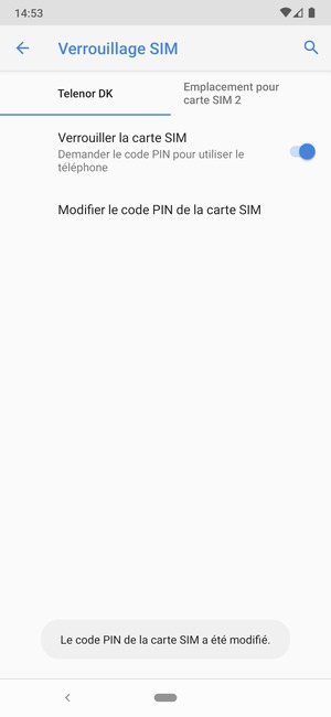 Votre code PIN de la carte SIM a été modifié