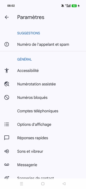 Faites défiler et sélectionnez Messagerie