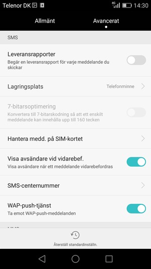 Scrolla till och välj SMS-centernummer