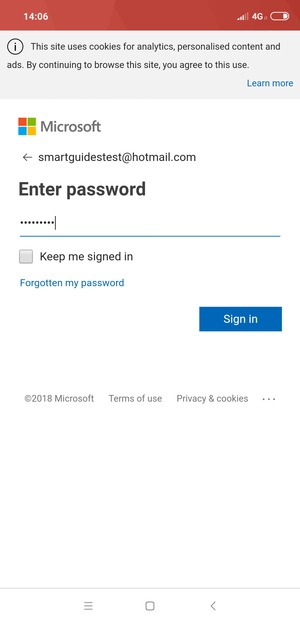 Enter your  Hotmail password and select Sign in