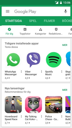 Tryck på sökfältet