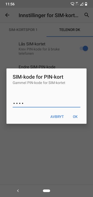 Skriv inn en Gammel PIN-kode for SIM-kort og velg OK