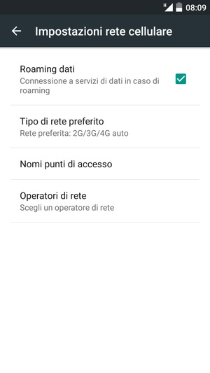 Attiva o disattiva Roaming dati