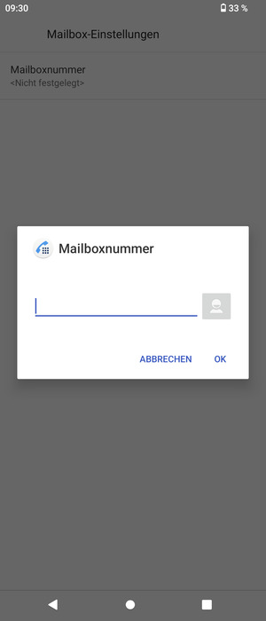 Geben Sie die Mailboxnummer ein und wählen Sie OK