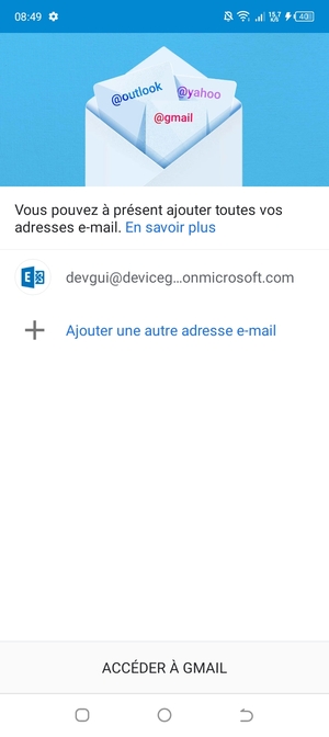 Sélectionnez ACCÉDER Á GMAIL