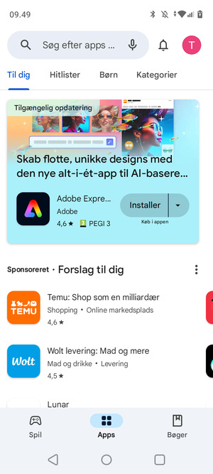 Vælg søgefeltet
