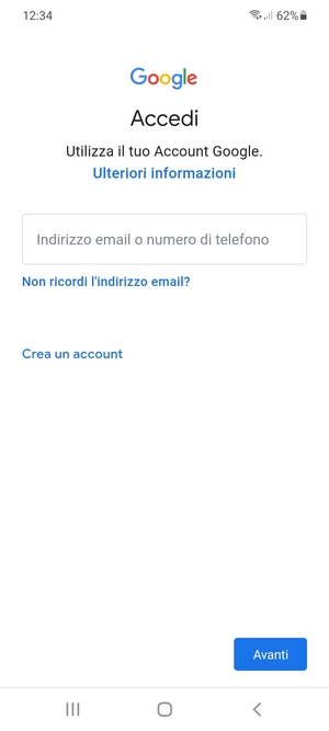 Inserisci il tuo indirizzo Gmail e seleziona Avanti