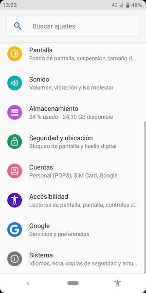 Vuelva al menú Ajustes y seleccione Cuentas