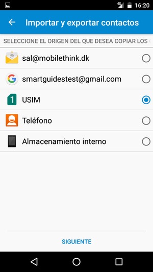 Seleccione la tarjeta SIM y seleccione SIGUIENTE