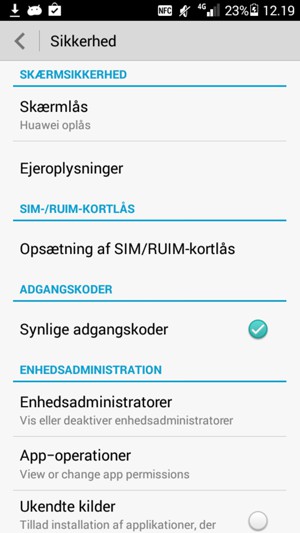 Vælg Skærmlås