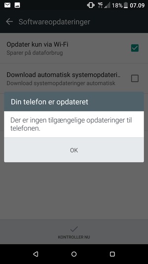 Hvis din telefon er opdateret, vælg OK