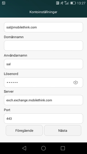 Ange Exchange serveradress och välj Nästa