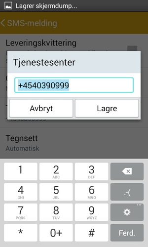 Skriv inn Tjenestesenter nummer og velg Lagre