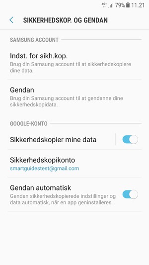Vælg Vælg sikkerhedskopikonto