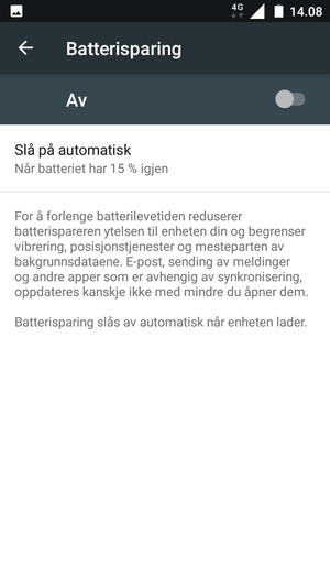 Slå Batterisparing på