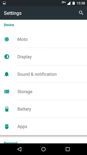 Scroll to and select Battery