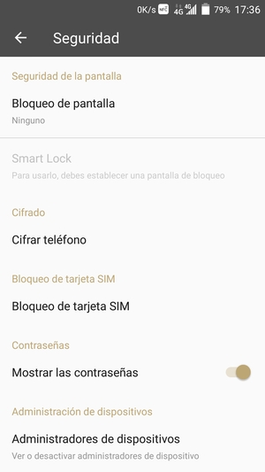 Seleccione Bloqueo de tarjeta SIM