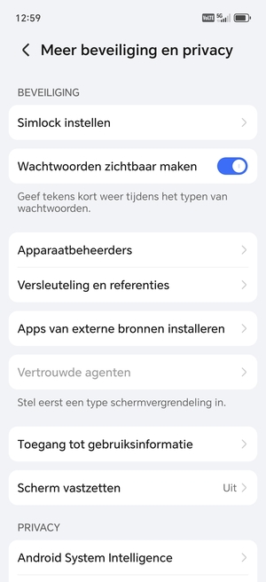 Selecteer Simlock instellen