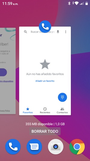 Seleccione BORRAR TODO para cerrar todas las aplicaciones en ejecución