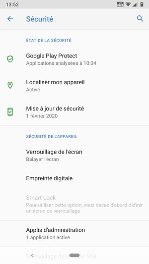 Pour activer votre écran de verrouillage, sélectionnez Verrouillage de l'écran