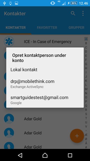 Vælg din Google konto