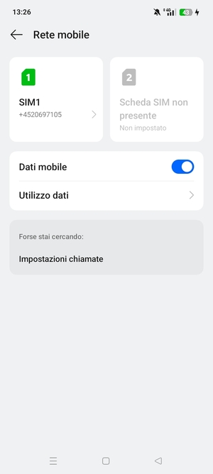 Seleziona SIM1 o SIM2