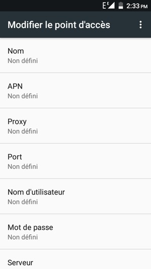 Saisissez les informations Internet