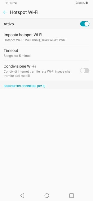 Il telefono è ora pronto per essere usato come modem