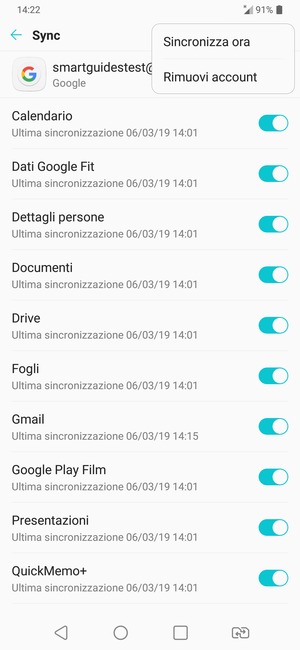 Seleziona Sincronizza ora