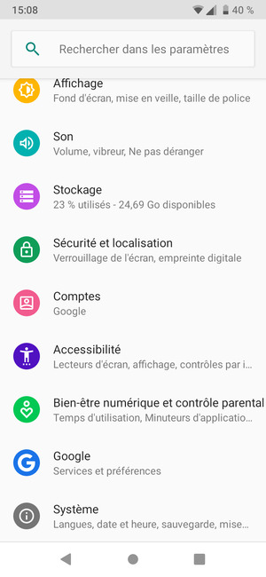 Faites défiler et sélectionnez Système