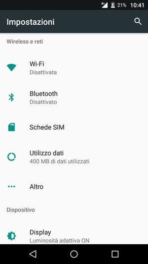 Seleziona Wi-Fi