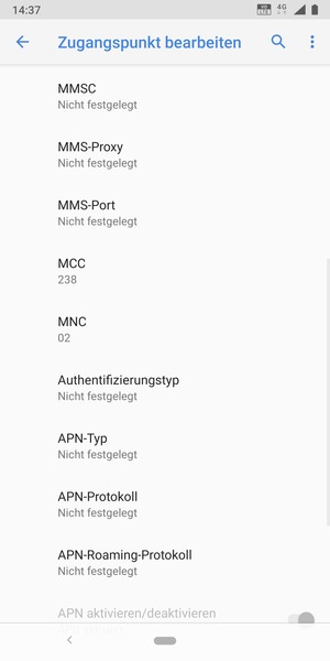 Scrollen Sie nach unten und geben Sie MMS-Informationen ein